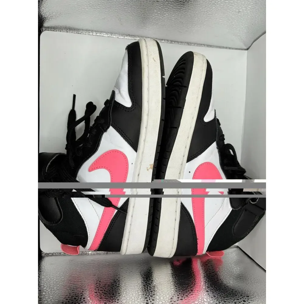 Nike Court Borough Mid 2 GS Sz 5Y White Black Pink Hi Top Sneakers Womens 6.5